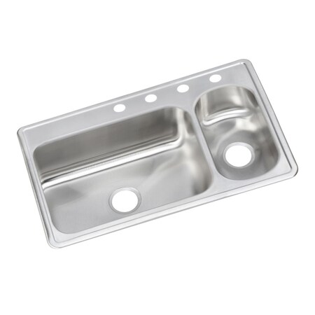 Elkay Dayton Stainless Steel 33 X 22 X 6-1/2 70/30 Double Bowl Top Mount Sink DEMR23322R3
